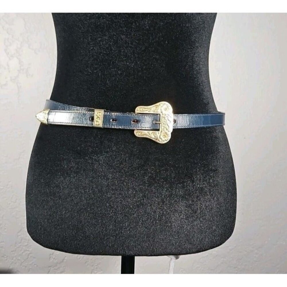 womens dun dee blue gold belt gold detail size 30 leather